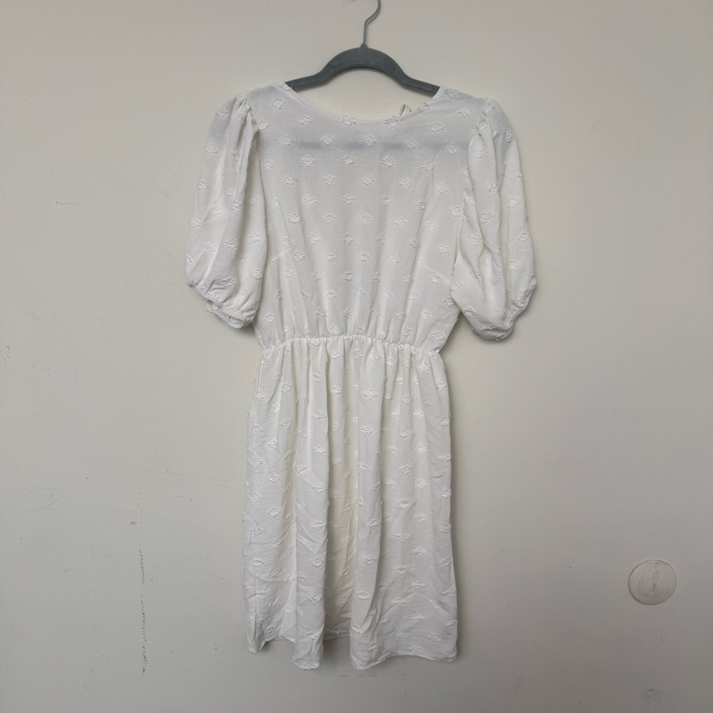 Velvet Torch (Nordstrom) White Puff Sleeve Open Back Mini Dress